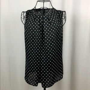 Jones New York sleeveless black polka dot top 6